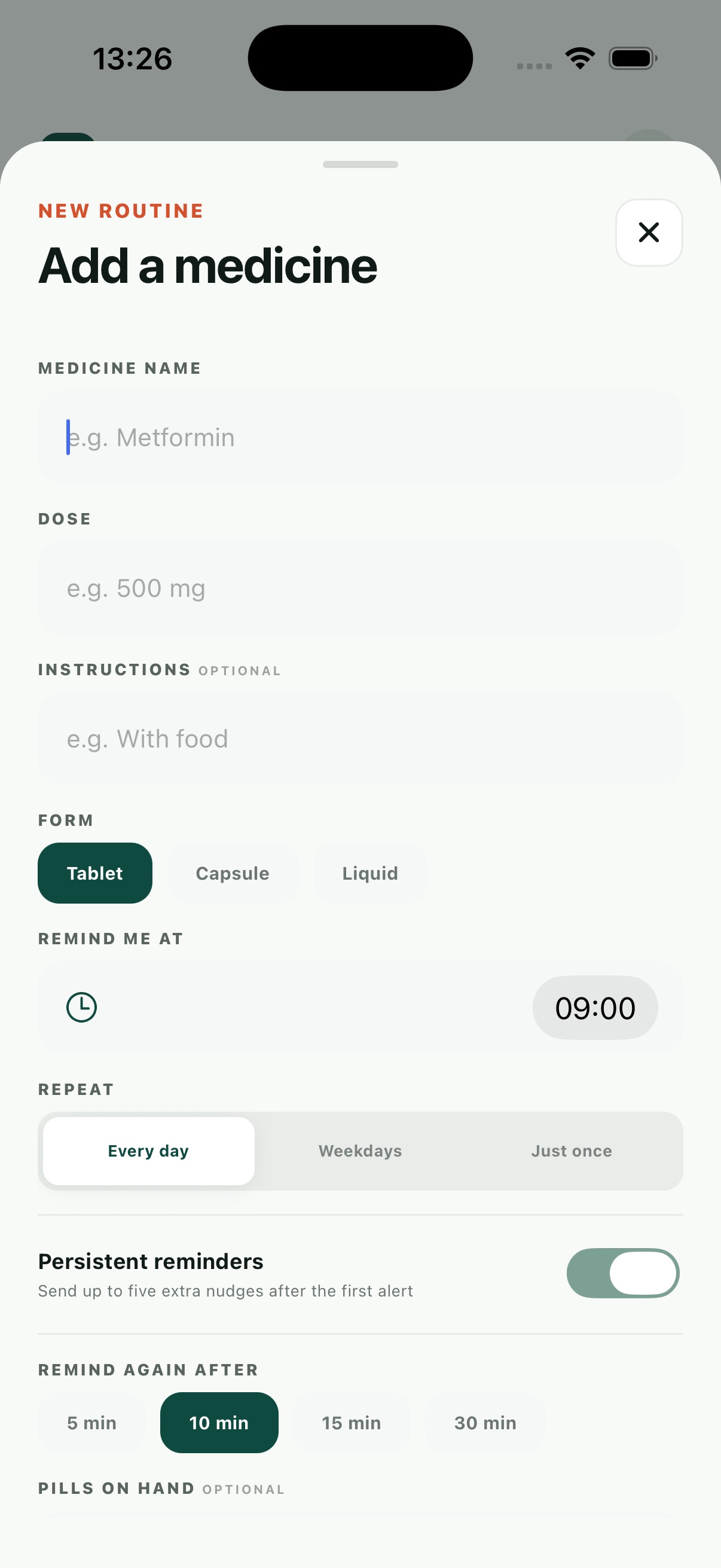 Add a medicine screen